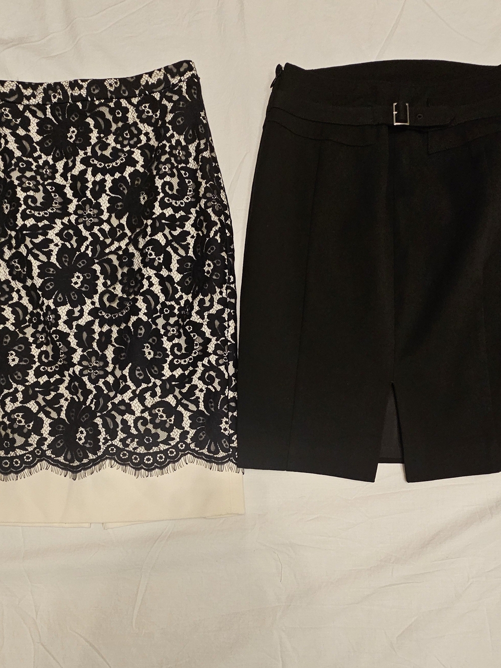 Pair of Women's Skirts - Black Lace Overlay & Solid Black Pencil Size 0